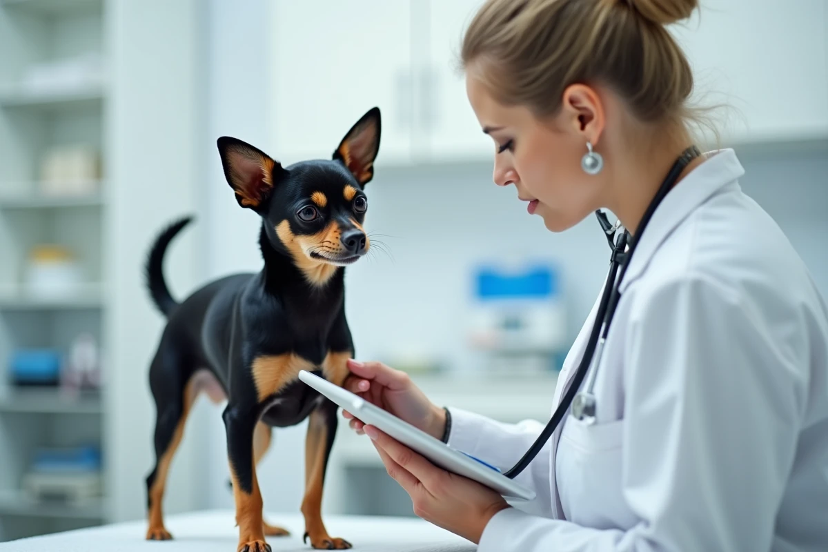 Chihuahua en bonne santé examiné par une vétérinaire lors d'un bilan de santé, soulignant l'importance du suivi médical pour la longévité