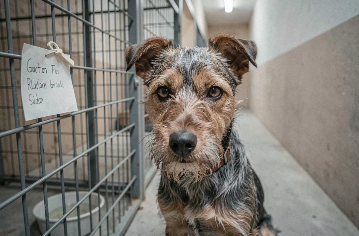 Petit chien en attente d'adoption dans un refuge animalier de la région de Langon